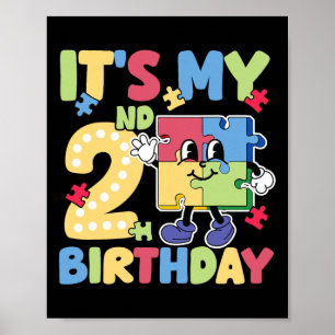 Poster segundo Autismo Festa de aniversário 2 Anos Idade 