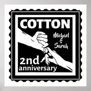 Poster segundo casal de aniversário de casamento de mãos 