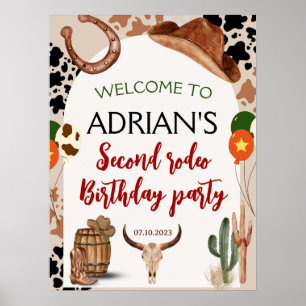 Poster Segundo de aniversário do cowboy Festa de aniversá