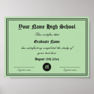Poster Segundo grau de Certificado Oficial do Diploma