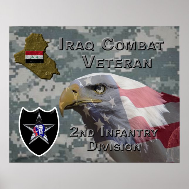 Poster segundo Infantry Div Iraque Combate Veterano (Frente)