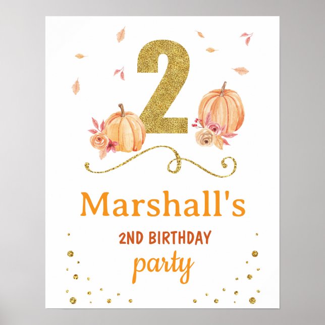 Poster Segundo Pumpkin Festa de aniversário de Boas-Vinda (Frente)