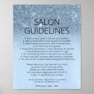 Poster Segurança Sanitária do Covid Salon Hair Azul