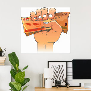 Poster Segurando Dinheiro