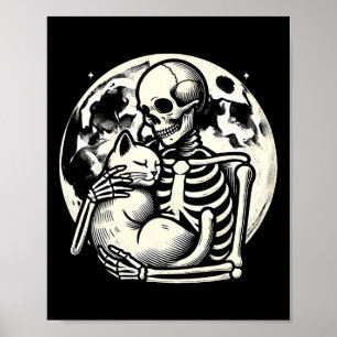 Poster Segurando o Gatinho Gótico do Halloween do Skull S