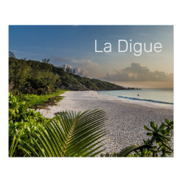 Póster Seicheles La Digue Sunset Beach Souvenir