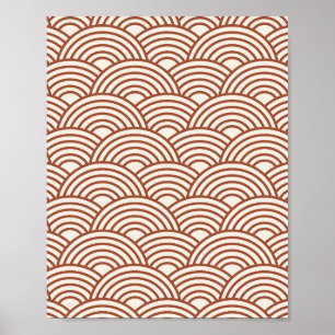 Poster Seigaiha Wave Rust Terracotta