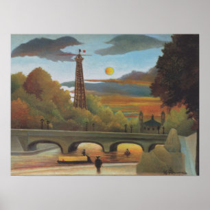 Póster Seine e Eiffel Tower no Sunset por Henri Rousseau
