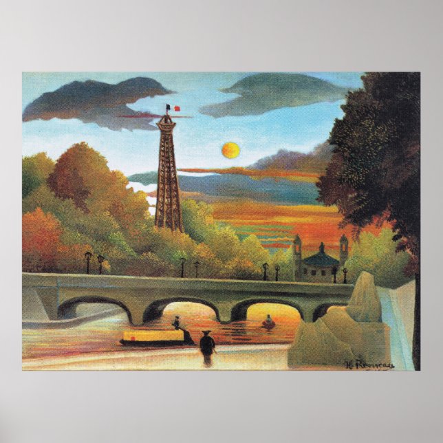 Poster Seine e Torre Eiffel ao Pôr-do-Sol, (Frente)