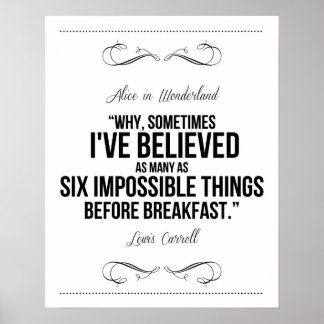 Poster "Seis coisas impossíveis" Alice no País das Maravi