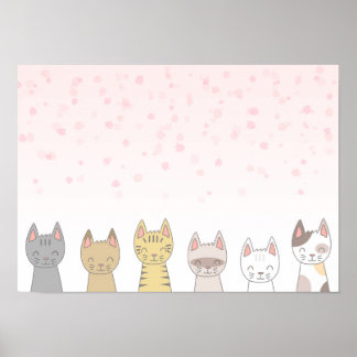Poster Seis gatos adoráveis.