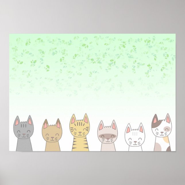 Poster Seis gatos adoráveis. (Frente)