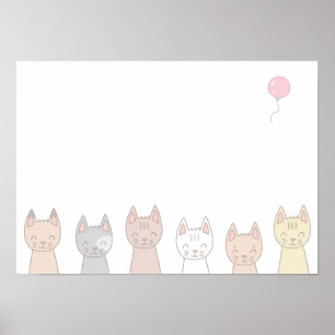 Poster Seis gatos adoráveis.