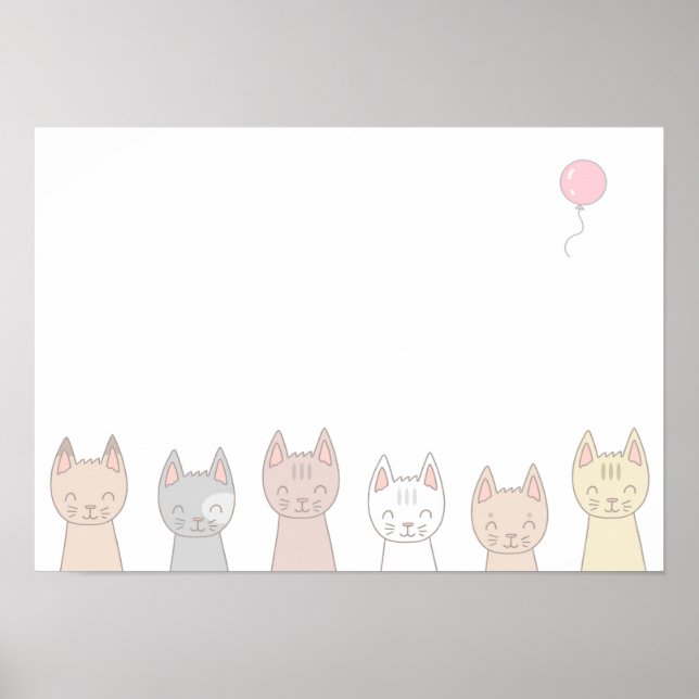 Poster Seis gatos adoráveis. (Frente)