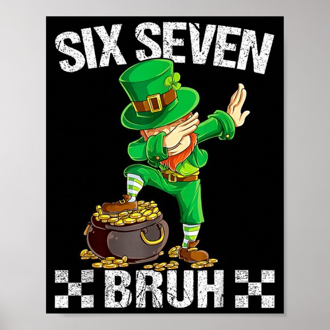 Poster Seis Sete 67 Bruh Dabbing Leprechaun Dia de São Pa (Frente)