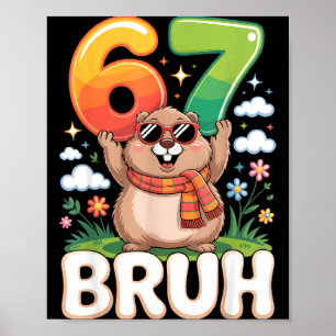 Poster Seis Sete 67 Bruh Groundhog Engraçado 6 7 Meme Men