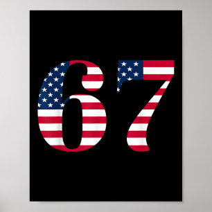 Poster Seis Sete 67 Meme Divertido Bandeira Americana Hal