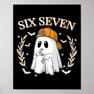 Poster Seis Sete 67 Meme Engraçado Fantasma Halloween 6 7