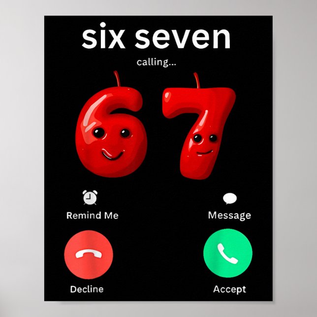 Poster Seis Sete Chamando Meme Minimalista Tendência Capi (Frente)