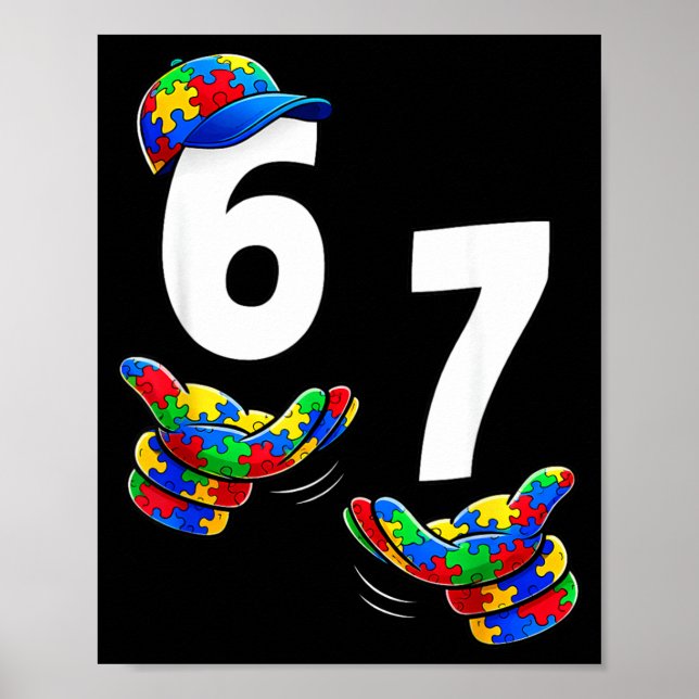 Poster Seis Sete Conscientização do Autismo 67 Meme Quebr (Frente)