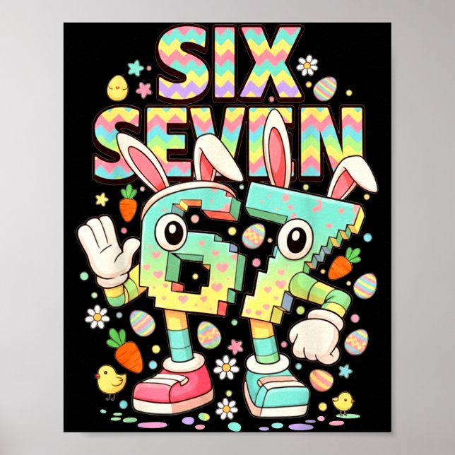 Poster Seis sete meme 67 brainrot engraçado coelho da pás (Frente)