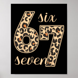 Poster Seis Sete Meme 6-7 Número Estampa de Leopardo Gera