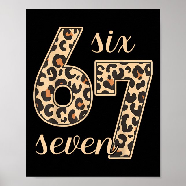 Poster Seis Sete Meme 6-7 Número Estampa de Leopardo Gera (Frente)