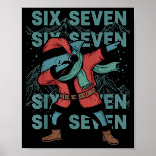 Poster Seis Sete Meme Tubarão Dab Se Dabbing Natal Divert