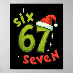 Poster Seis Sete Natal Engraçado Meme Verde Vermelho Feri