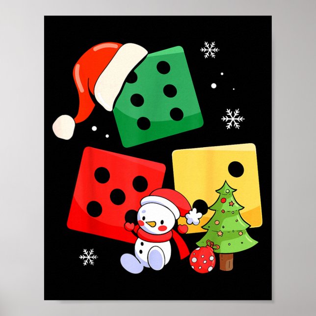 Poster Seis Sete Natal Três Dados Chapéu do Papai Noel 67 (Frente)