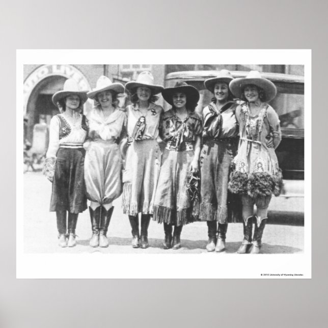 Poster Seis vaqueiras nos Dias de Cheyenne Frontier. (Frente)