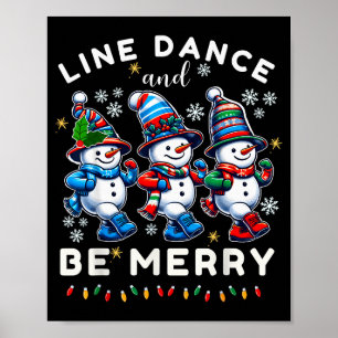 Poster Seja Alegre Boneco de Neve Dança em Linha Natal Di