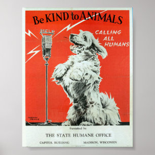 Poster Seja amável aos animais - cão "que chama todos o