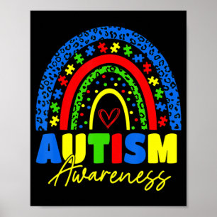 Poster Seja Amável Autismo Sensibilização Camisa Arco-Íri