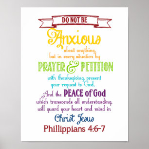Póster Seja ansioso para nada o 4:6 dos Philippians - 7
