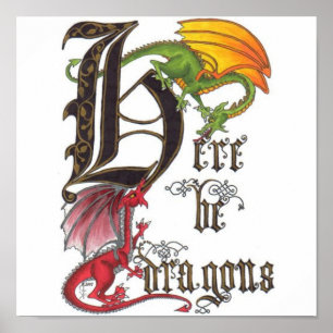 Póster Seja aqui dragões