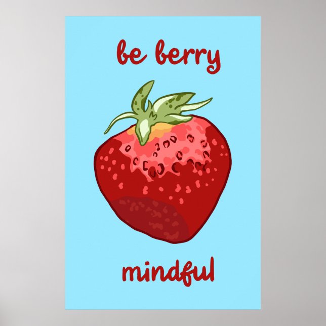 Poster "Seja Berry Mindful" Fruta de Meditação (Frente)