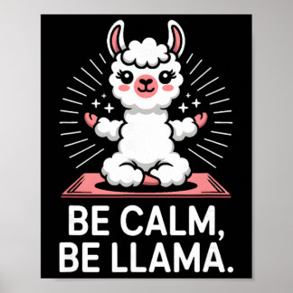 Poster Seja Calmo Seja Lhama Meditação Ioga _2