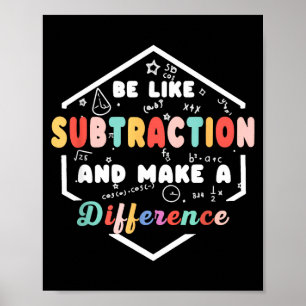 Poster Seja Como Citação de Matemática de Subtração Quadr