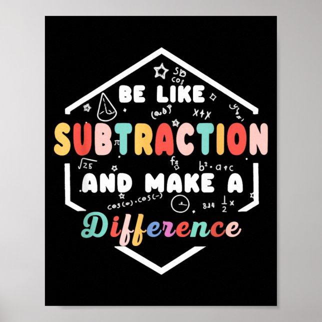 Poster Seja Como Citação de Matemática de Subtração Quadr (Frente)