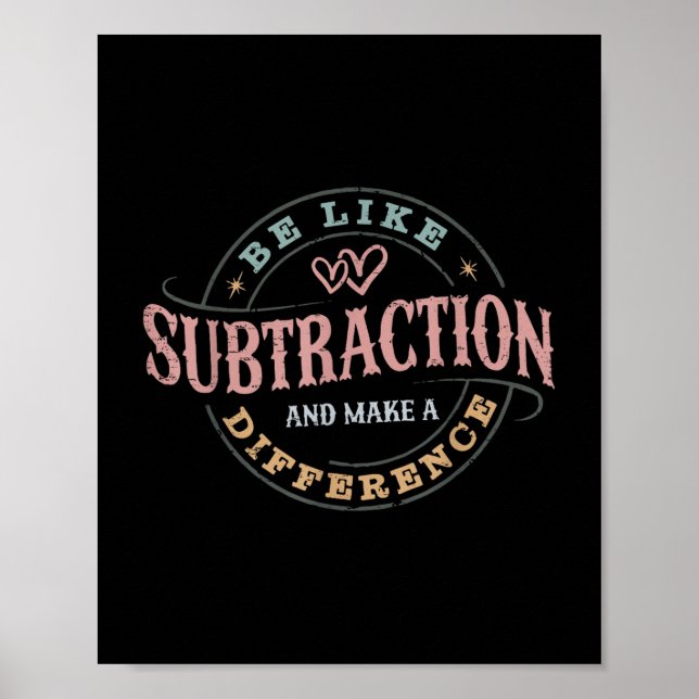 Poster Seja Como Subtração E Faça A Diferença Mães Engraç (Frente)