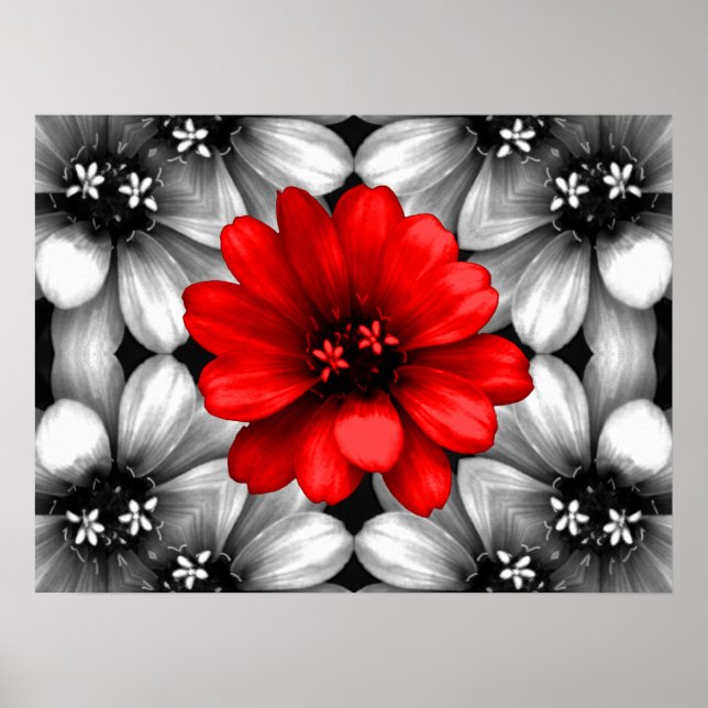 Póster Seja Diferente Flor Vermelho (Frente)