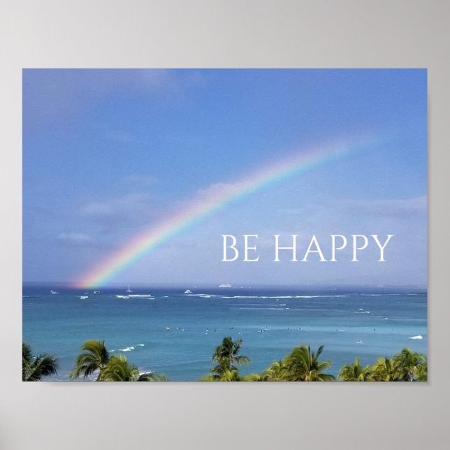 Poster Seja feliz Rainbow (Frente)