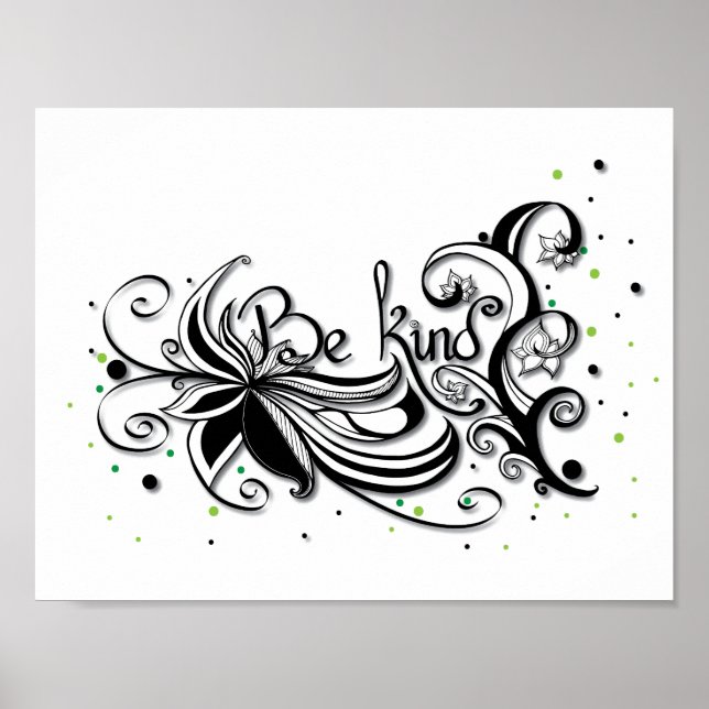 Póster SEJA GENTIL! Citação de caligrafia inspiradora (Frente)