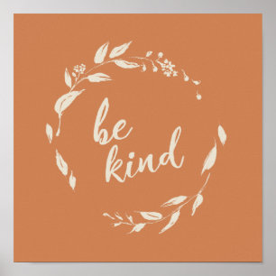 Poster Seja gentil com a citação de Terracotta Wreath