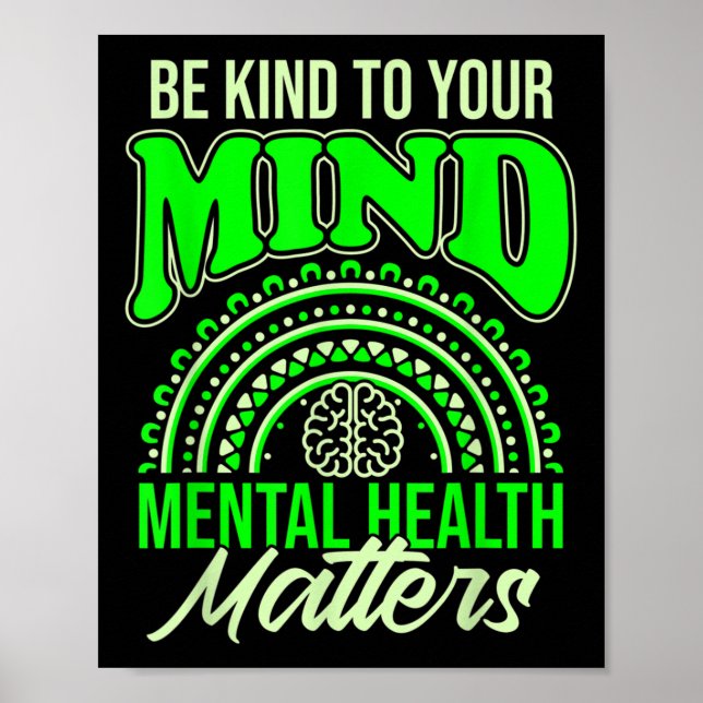 Poster Seja gentil com a sua mente, saúde mental e consci (Frente)