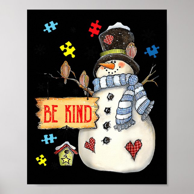 Poster Seja gentil com o Quebra-cabeça do boneco de neve  (Frente)