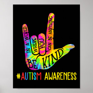 Poster Seja gentil com o símbolo do amor Autismo Awarene