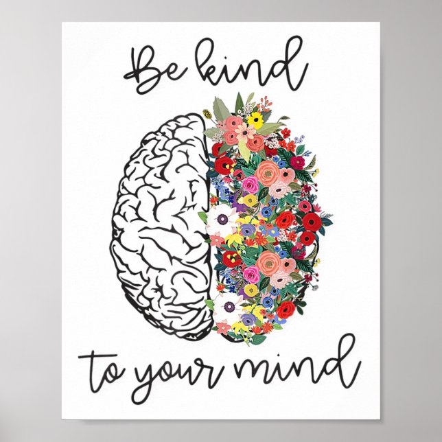 Poster Seja Gentil Com Sua Mente Conscientização da Saúde (Frente)