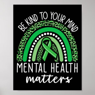 Poster Seja gentil com sua mente Leopard Rainbow Mental H